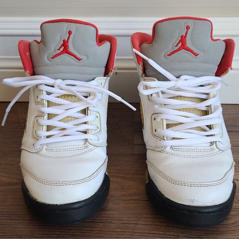 Air‎ Jordan 5 Retro Fire Red 2008 White Black Red Sneakers Mens 5.5Y Womens 7
